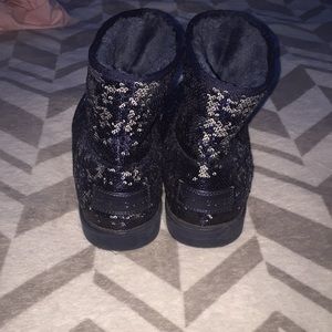 blue glitter boots From Guess.